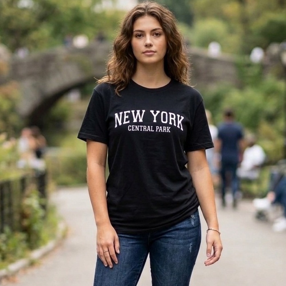 On Fire T-Shirt Women's Plus Sz 2X Ribbed New York Central Park Cotton Black NWT